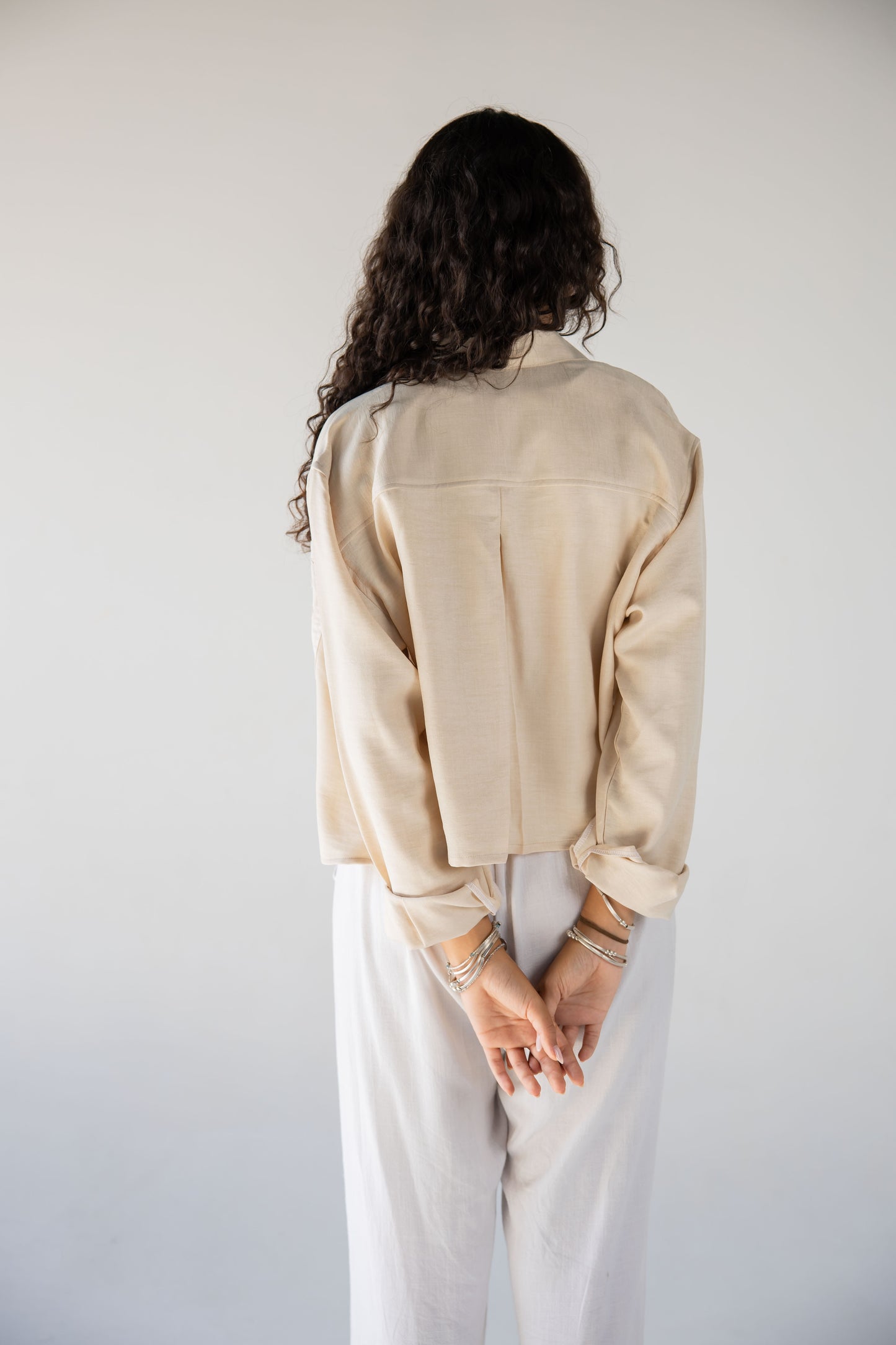 Cropped linen shirt