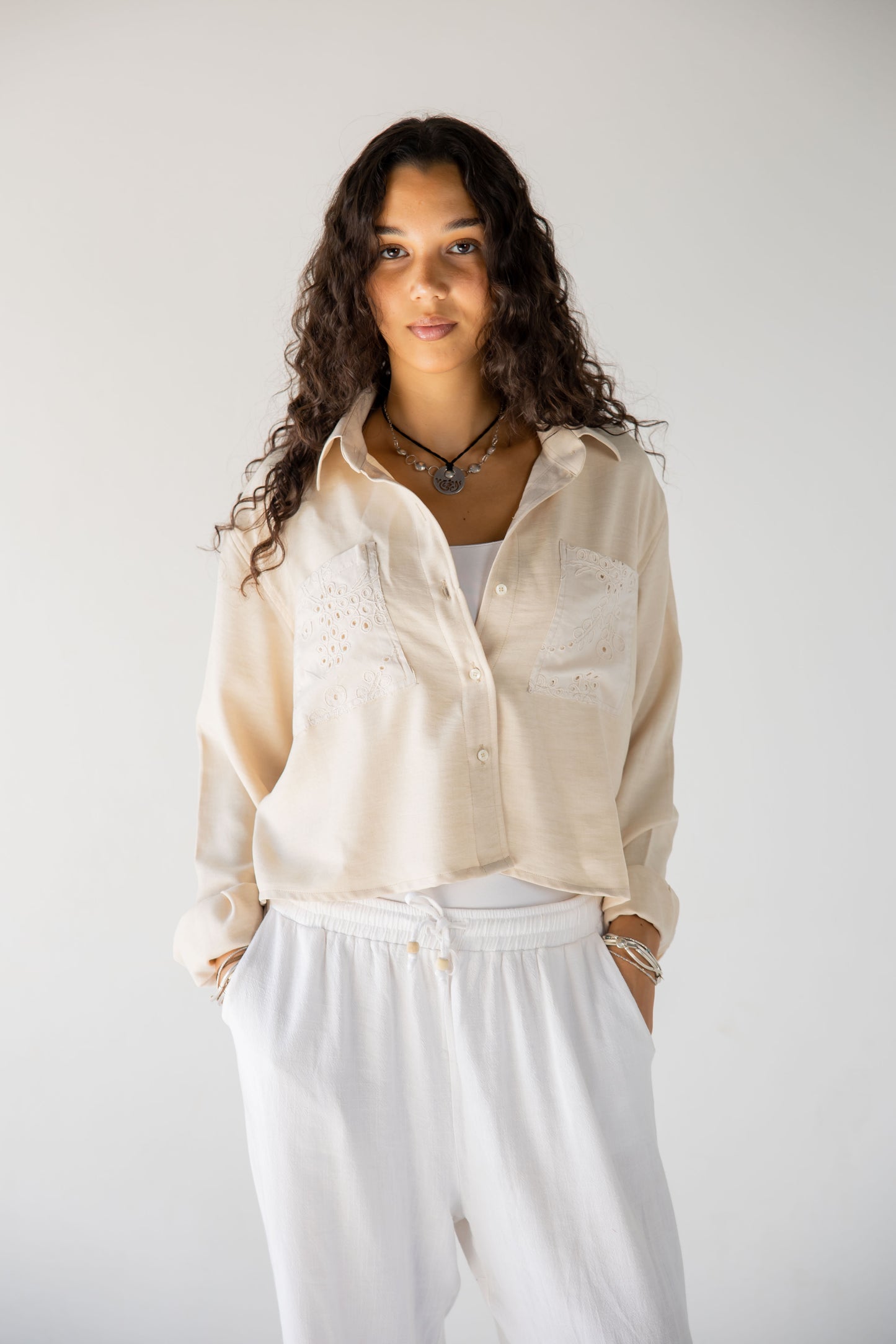 Cropped linen shirt