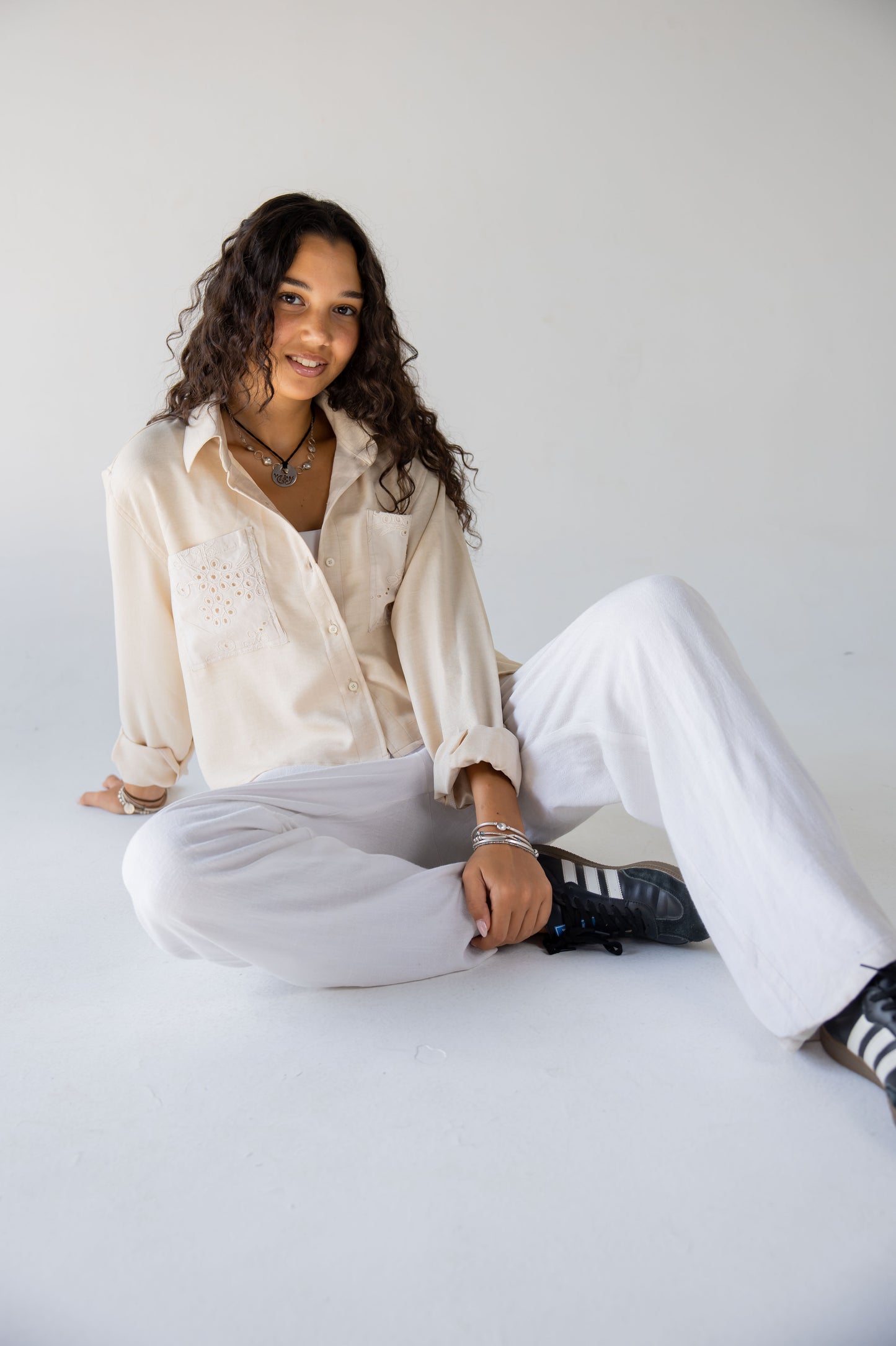 Cropped linen shirt