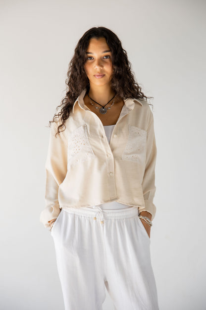 Cropped linen shirt
