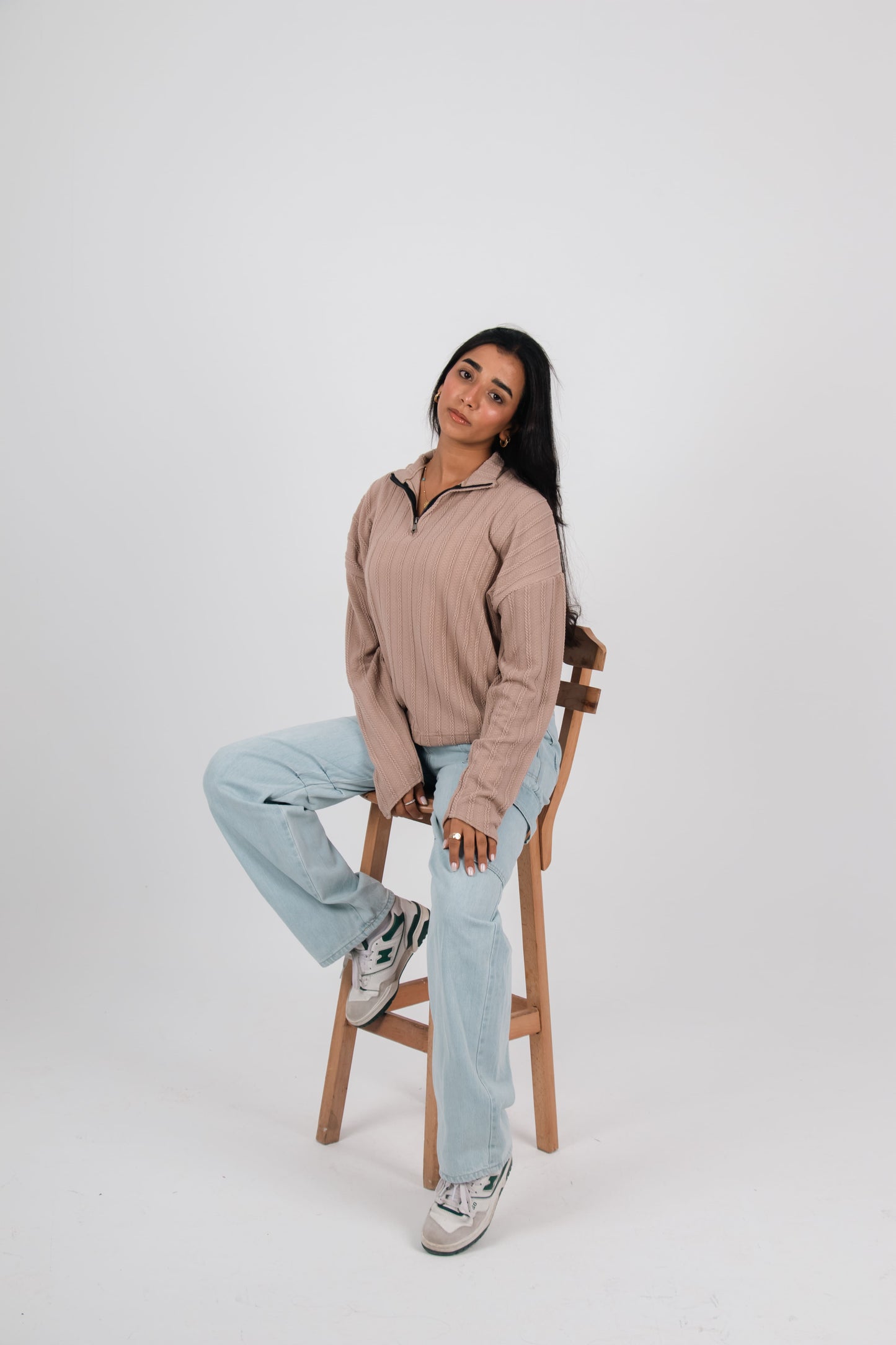 Beige braided jumper